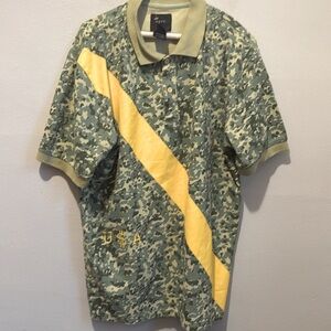 Bogart bgrt Camo Derby Polo With Yellow Stripe Large Men’s tee U$A